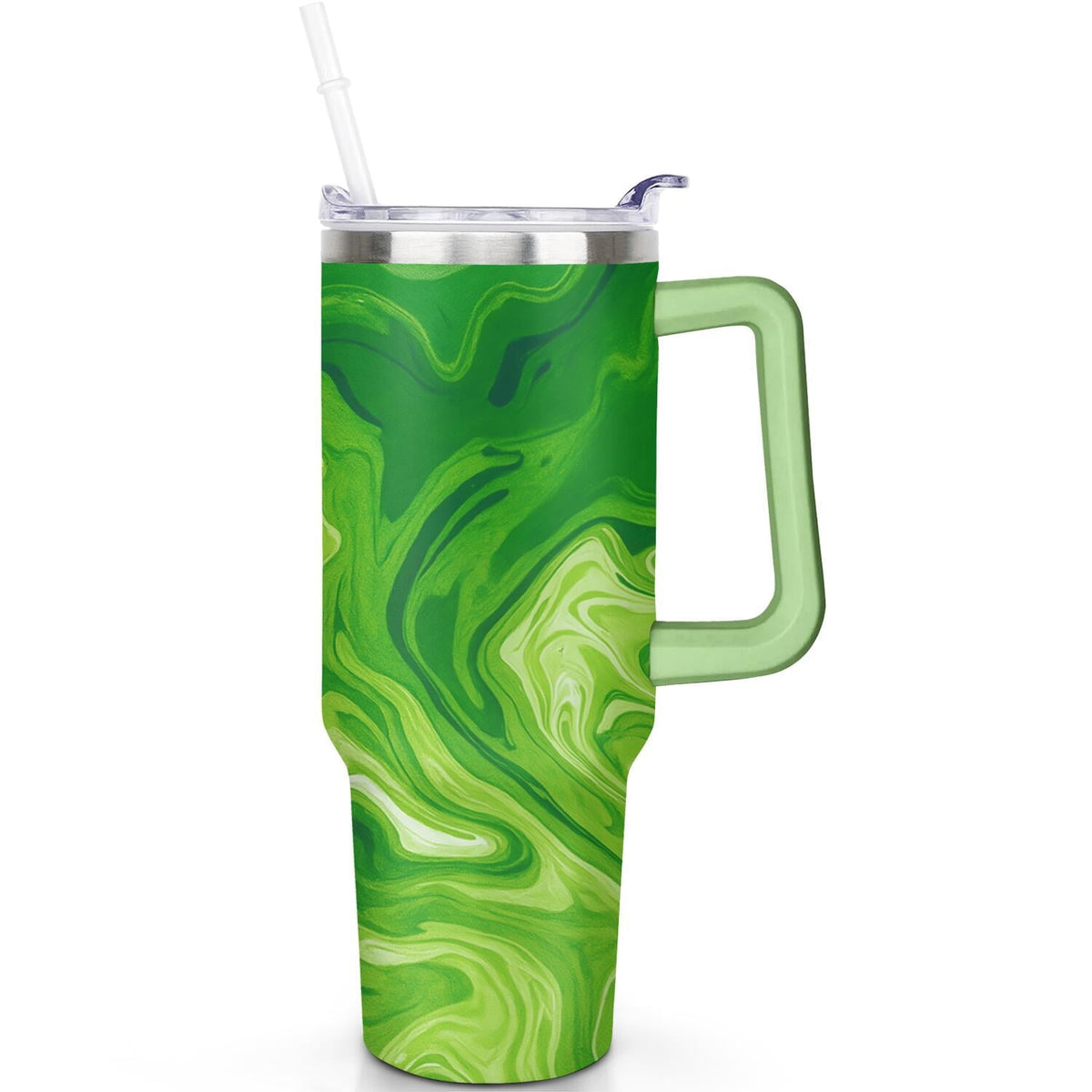 1pc Sunflower 40oz Tumbler with Straw & Handle - Insulated Stainless - Reusable Stainless Steel Cup