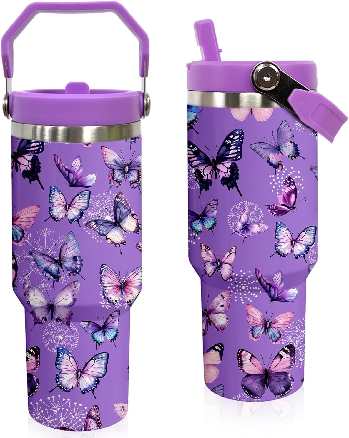 Elephant Mug 30 oz Tumbler with Handle Flip Straw Leak Proof - Insulated Travel Coffee Mug