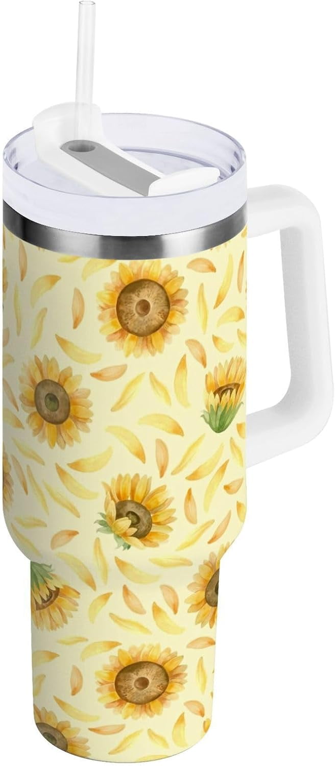 40 oz Tumbler with Handle Lid and Straw Insulated Water Tumbler - Insulated Travel Coffee Mug