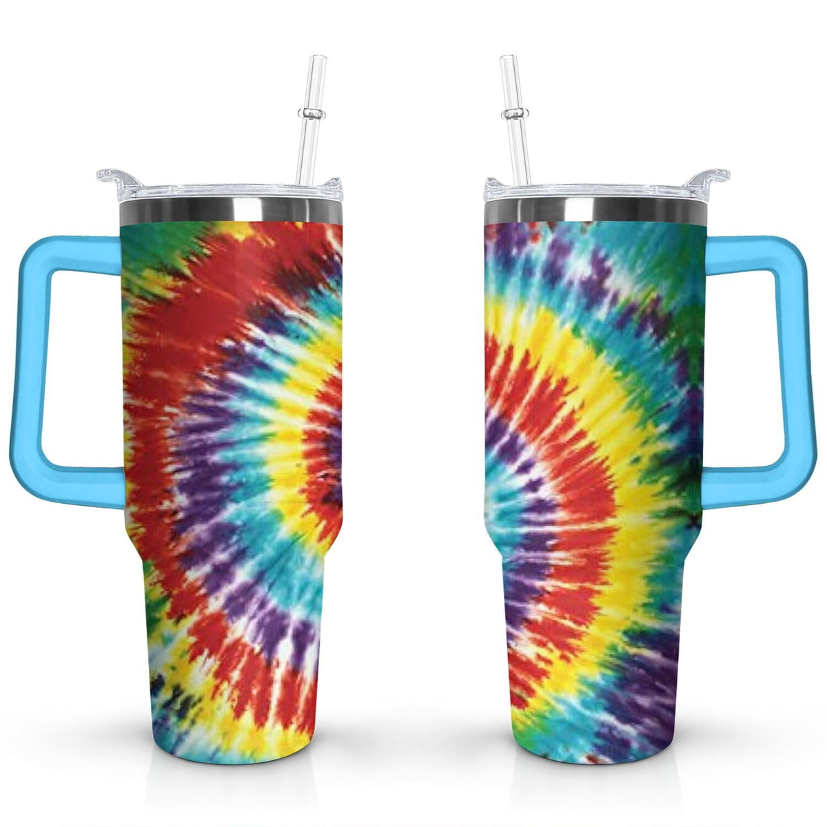 40oz Boho Tie Dye Stainless Steel Flip Straw Tumbler Spill Proof - Reusable Stainless Steel Cup
