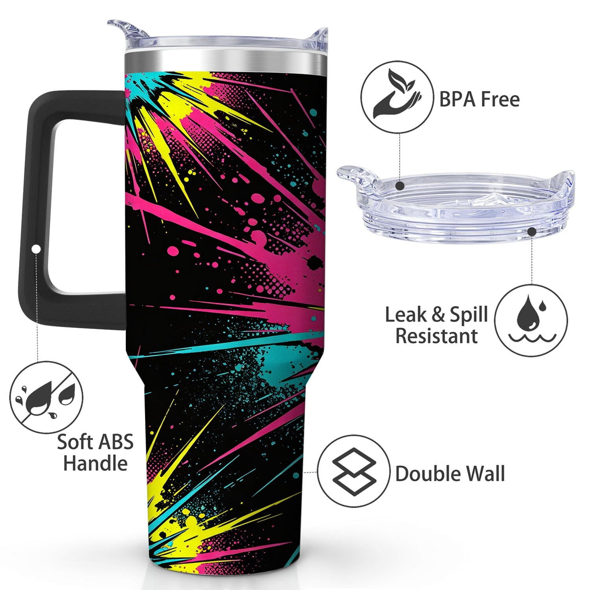 Vibrant Color Burst Stainless Steel Tumbler, 30oz