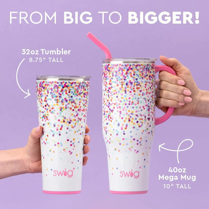 Swig Life 40oz Mega Mug | Insulated Stainless Steel Tumbler with Handle | Over The Rainbow