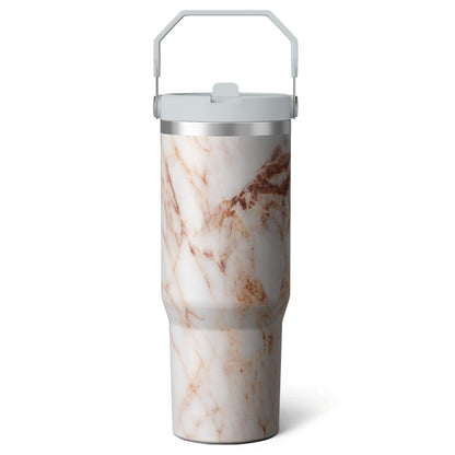 1pc Bow 30oz Tumbler with Straw & Handle - Insulated Stainless - Reusable Stainless Steel Cup