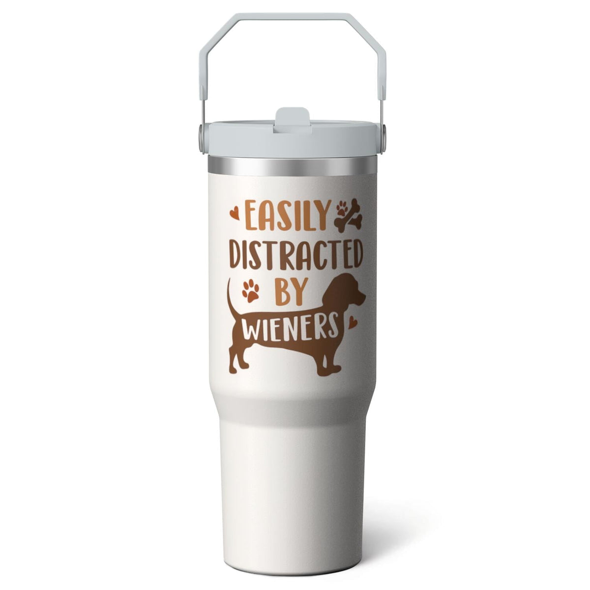 1pc Bow 30oz Tumbler with Straw & Handle - Insulated Stainless - Reusable Stainless Steel Cup