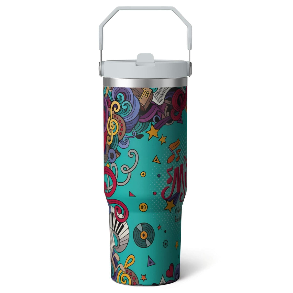 1pc Hummingbird 30oz Tumbler with Straw & Handle - Insulated Stainless - Reusable Stainless Steel Cup