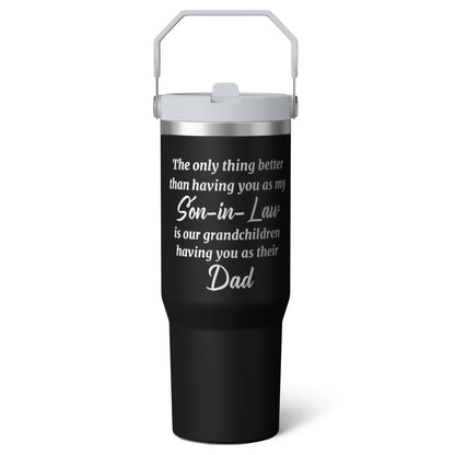 1pc Capibara 30oz Tumbler with Straw & Handle - Insulated Stainless - Reusable Stainless Steel Cup