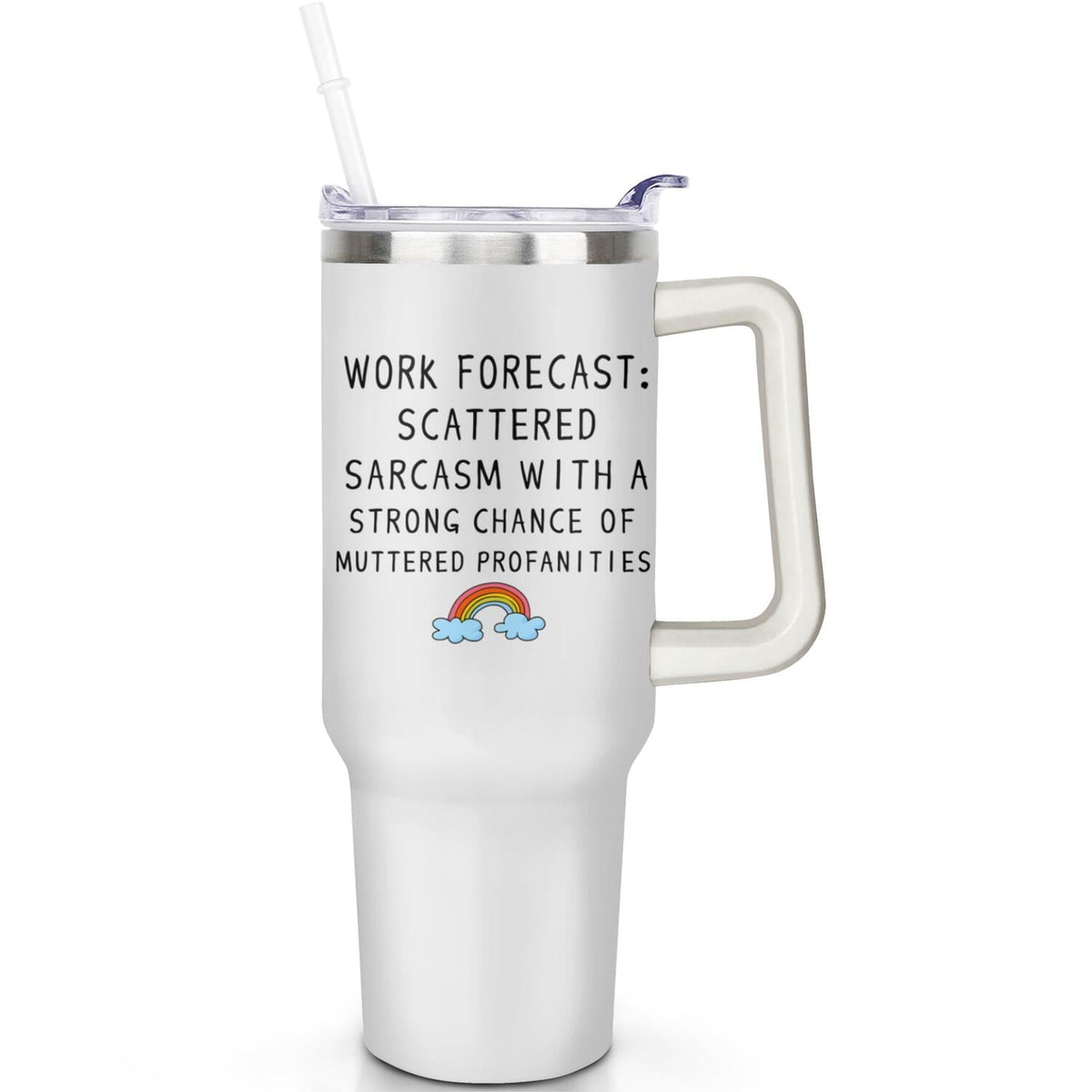 1pc daisy 40oz Tumbler with Straw & Handle - Insulated Stainless - Reusable Stainless Steel Cup