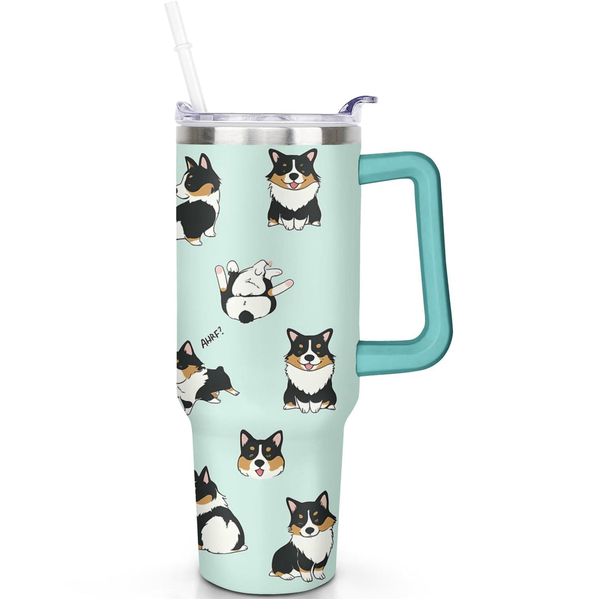 1pc Goose 40oz Tumbler with Straw & Handle - Insulated Stainless - Reusable Stainless Steel Cup