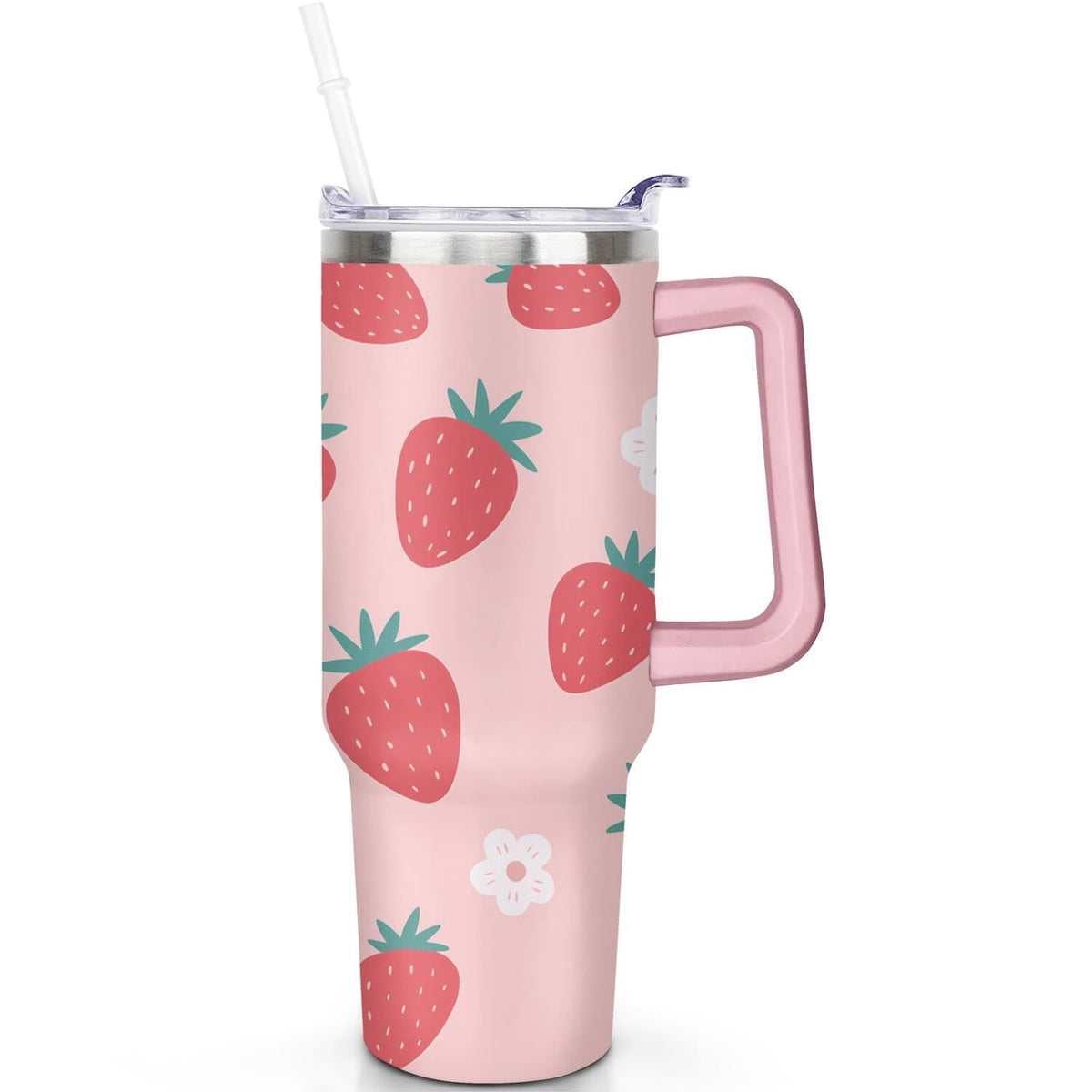 1pc Goose 40oz Tumbler with Straw & Handle - Insulated Stainless - Reusable Stainless Steel Cup