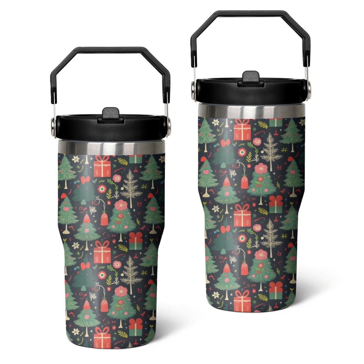 20 Oz Tumbler Christmas Tree Gift Tumbler with Lid and Straw - Reusable Stainless Steel Cup