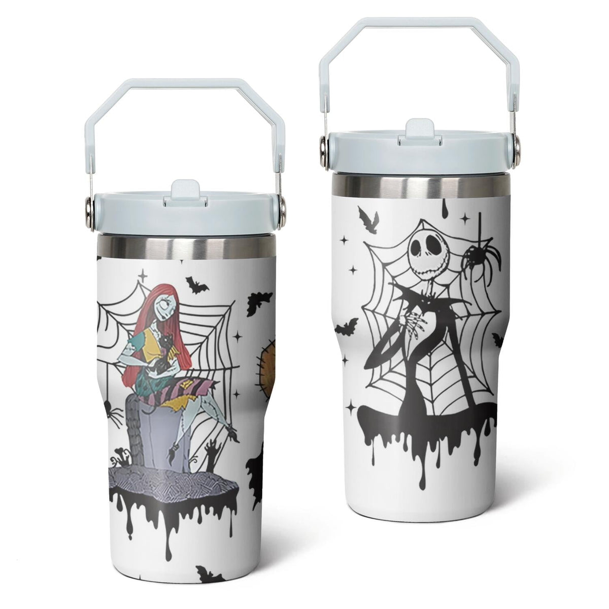 20oz Halloween Nightmare Before Stainless Steel Tumbler with Lid and Straw,Spill - Reusable Stainless Steel Cup
