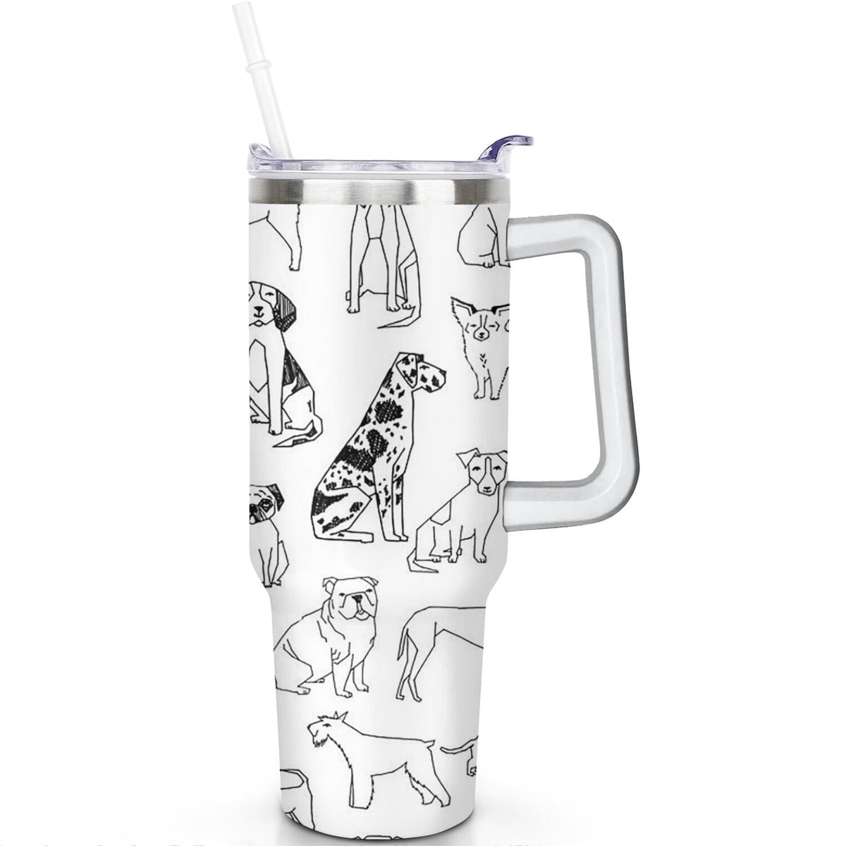 Gift for Dog Lovers Cute Dog Tumbler for Women - 40oz Dog Tumblers with Handle Straw and Lid Tumbler Cup Travel Coffee Mug