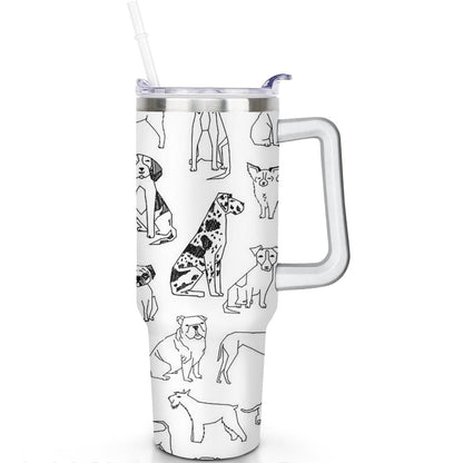 Gift for Dog Lovers Cute Dog Tumbler for Women - 40oz Dog Tumblers with Handle Straw and Lid Tumbler Cup Travel Coffee Mug