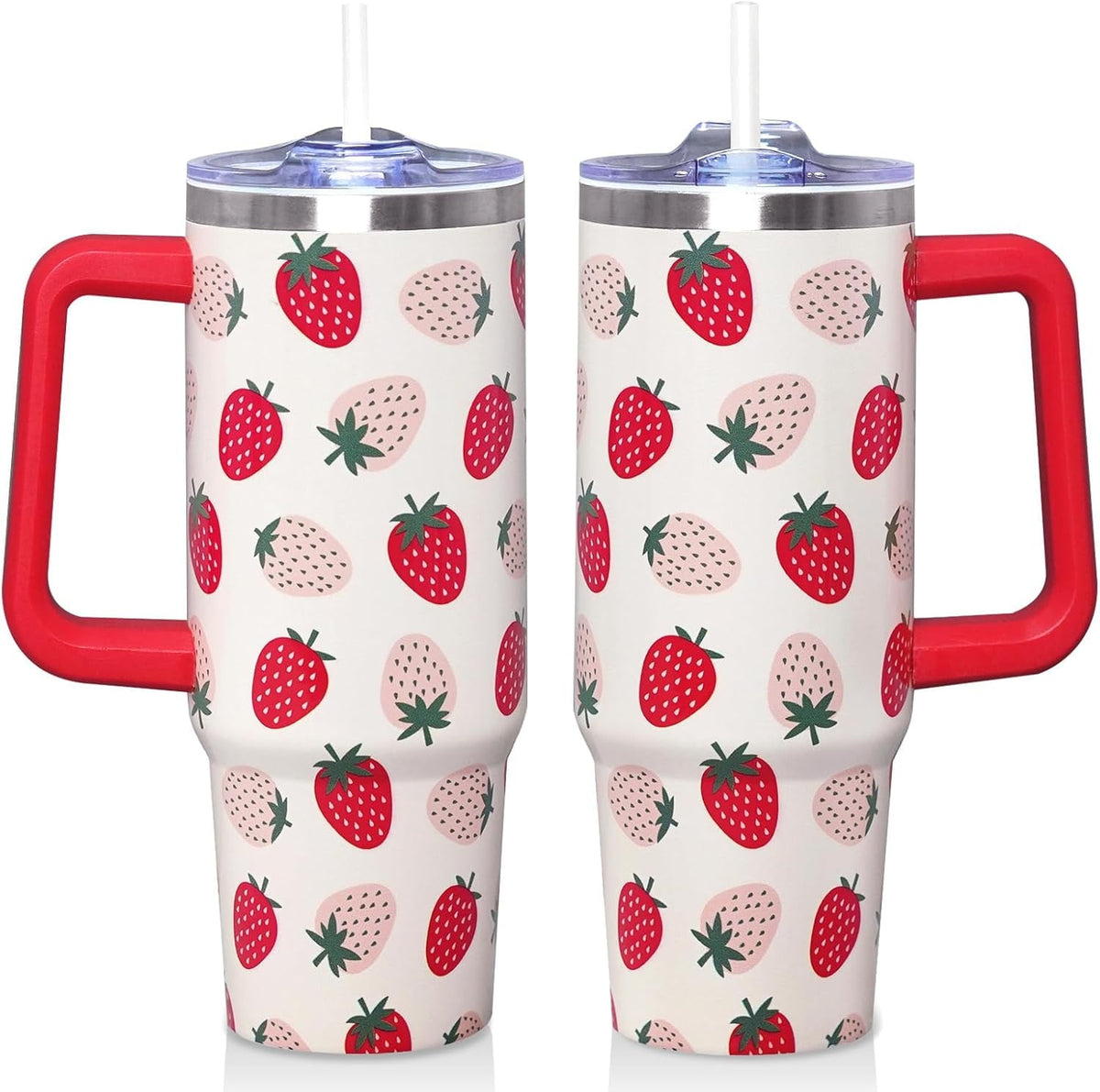 30 Oz Blue Bow Tumbler with Handle and Straw, Insulated Stainless - Insulated Travel Coffee Mug