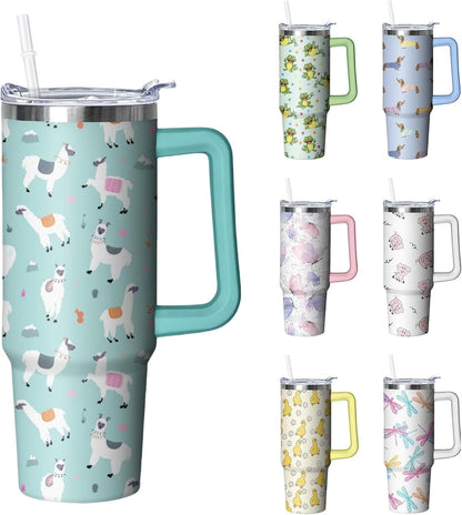 30 oz Duck Tumbler with Handle and Straw, Insulated Stainless Steel - Insulated Travel Coffee Mug