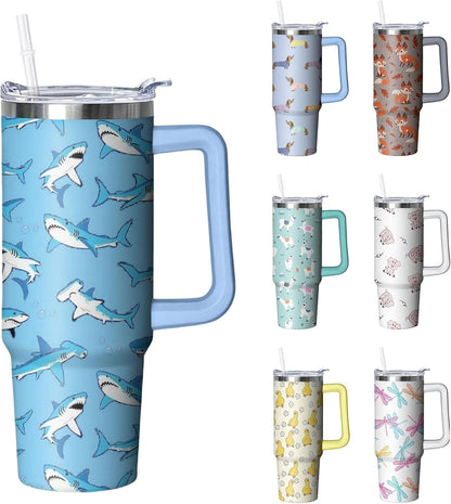 30 oz Duck Tumbler with Handle and Straw, Insulated Stainless Steel - Insulated Travel Coffee Mug
