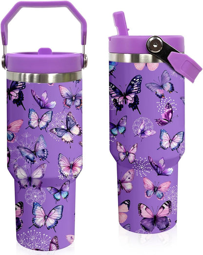 Elephant Mug 30 oz Tumbler with Handle Flip Straw Leak Proof - Insulated Travel Coffee Mug