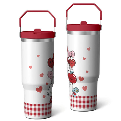30oz Hello Kawaii Cat Cute Stainless Steel Tumbler with Lid - Reusable Stainless Steel Cup