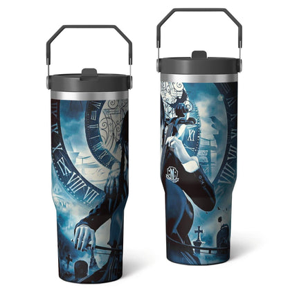 30oz Wednesday Girl Stainless Steel Tumbler with Lid and Straw,Wednesday Stuff - Reusable Stainless Steel Cup