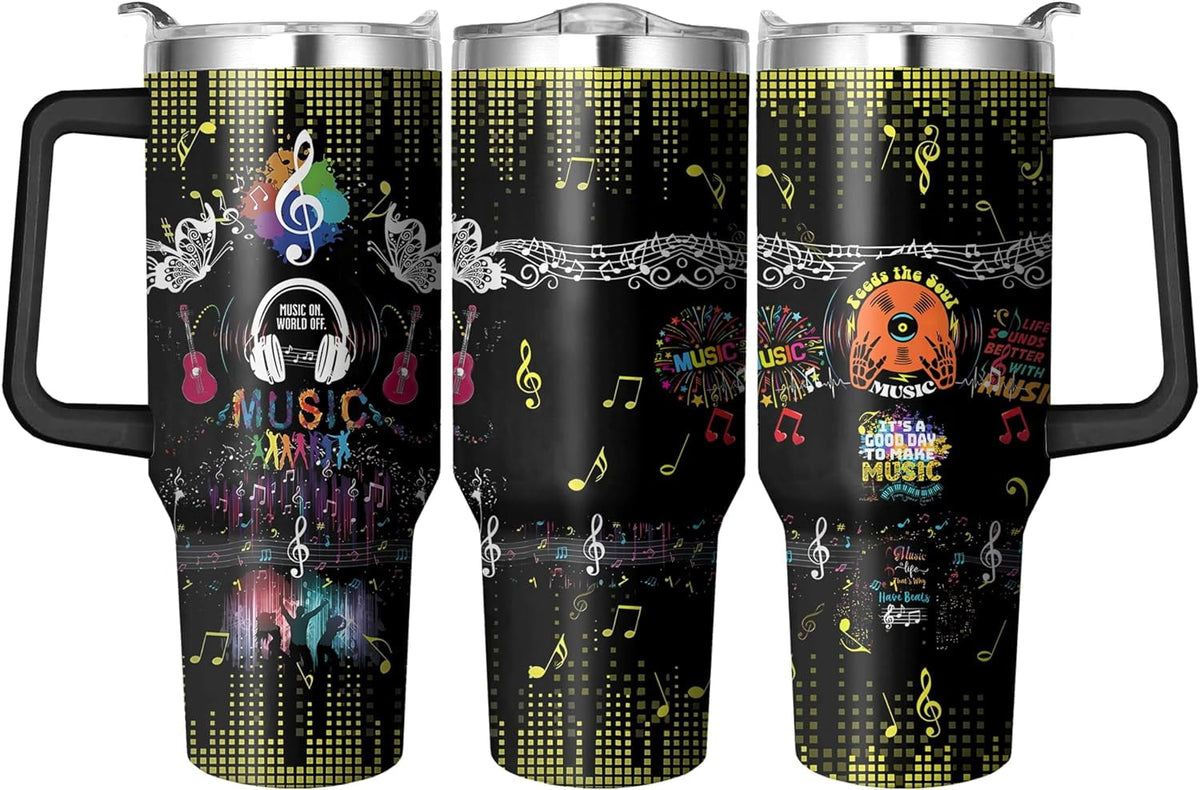 40 Oz Tumbler with Handle and Straw, Double Wall Coffee Travel - Insulated Travel Coffee Mug