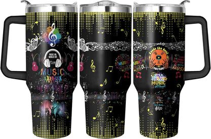 40 Oz Tumbler with Handle and Straw, Double Wall Coffee Travel - Insulated Travel Coffee Mug