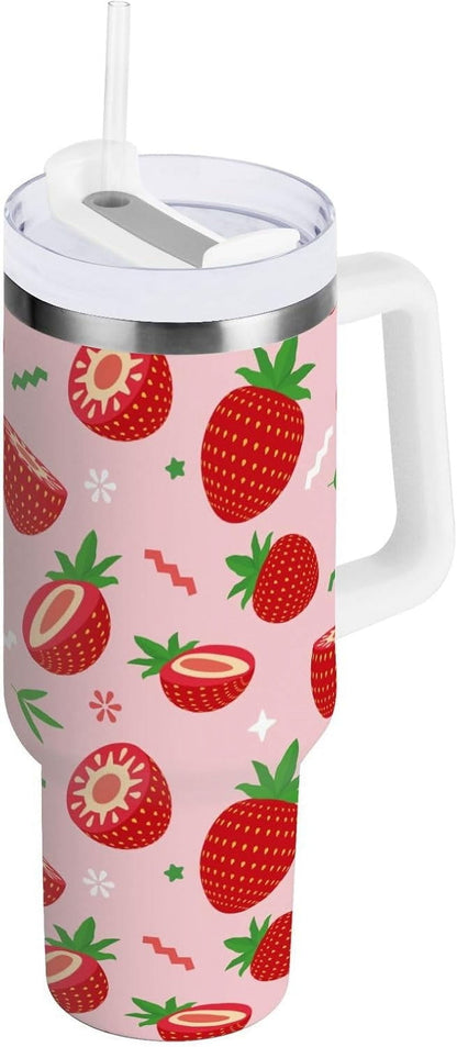 40 oz Tumbler with Handle Lid and Straw Insulated Water Tumbler - Insulated Travel Coffee Mug
