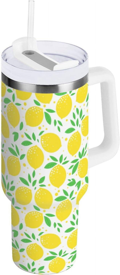 40 oz Tumbler with Handle Lid and Straw Insulated Water Tumbler - Insulated Travel Coffee Mug