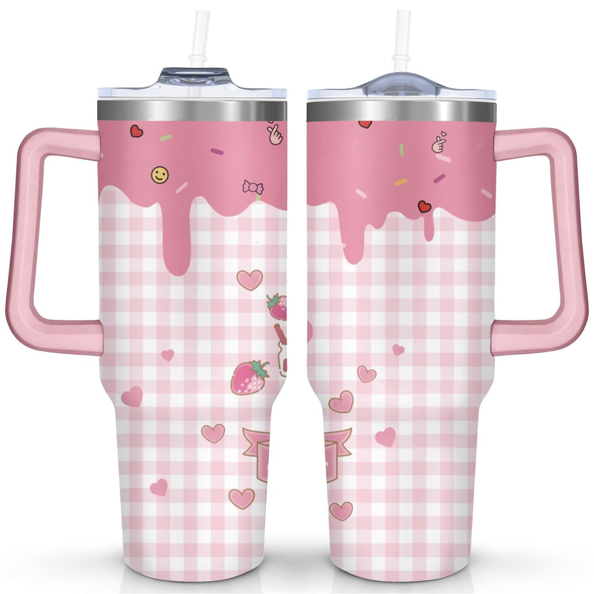 40oz Hello Kawaii Cat Cute Stainless Steel Tumbler with Lid - Reusable Stainless Steel Cup