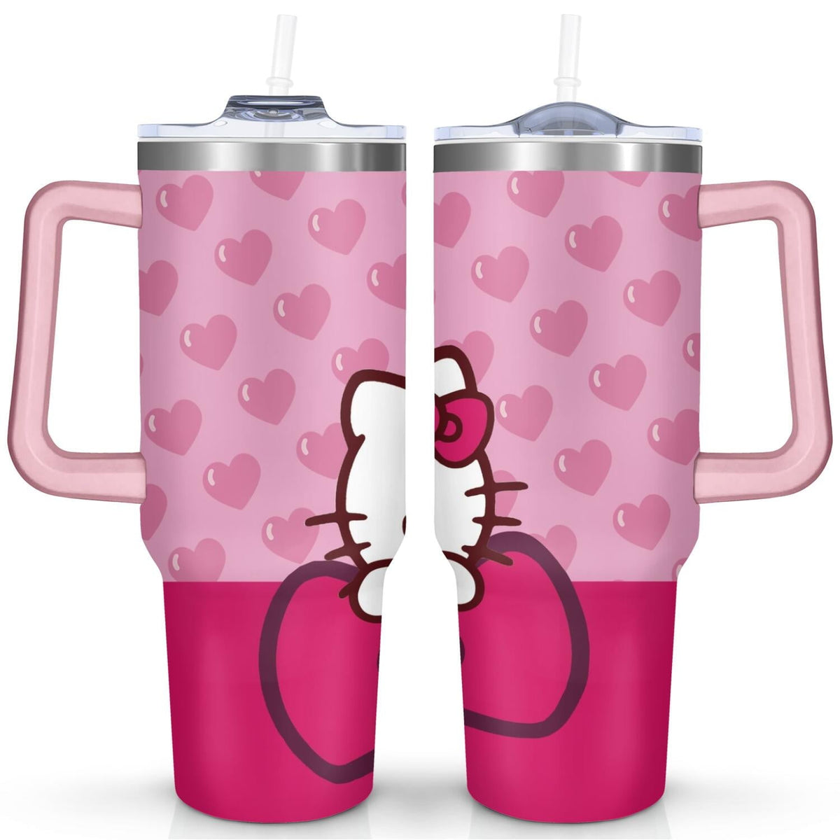 40oz Hello Kawaii Cat Cute Stainless Steel Tumbler with Lid - Reusable Stainless Steel Cup