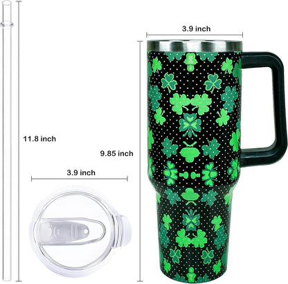 40oz Easter Bunny Tumbler with Handle and Straw, Rabbit Stainless Steel - Leakproof Insulated Water Bottle