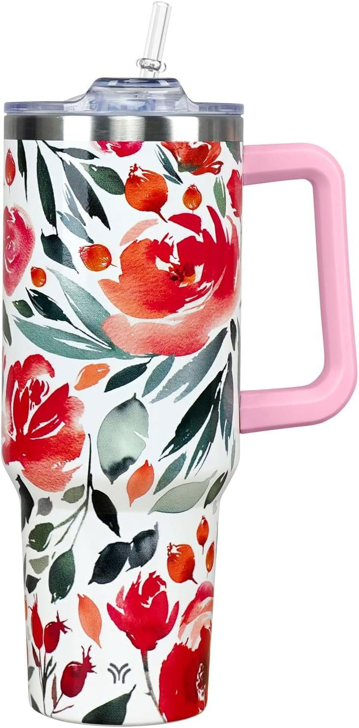 40oz Tumbler with Handle and Straw Lid | Vacuum Insulated Leak - Insulated Travel Tumbler Cup