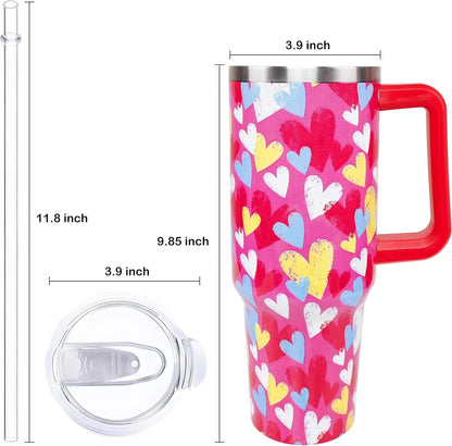 40oz Easter Bunny Tumbler with Handle and Straw, Rabbit Stainless Steel - Leakproof Insulated Water Bottle