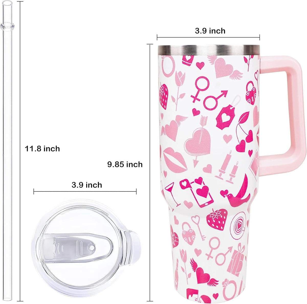 40oz Easter Bunny Tumbler with Handle and Straw, Rabbit Stainless Steel - Leakproof Insulated Water Bottle
