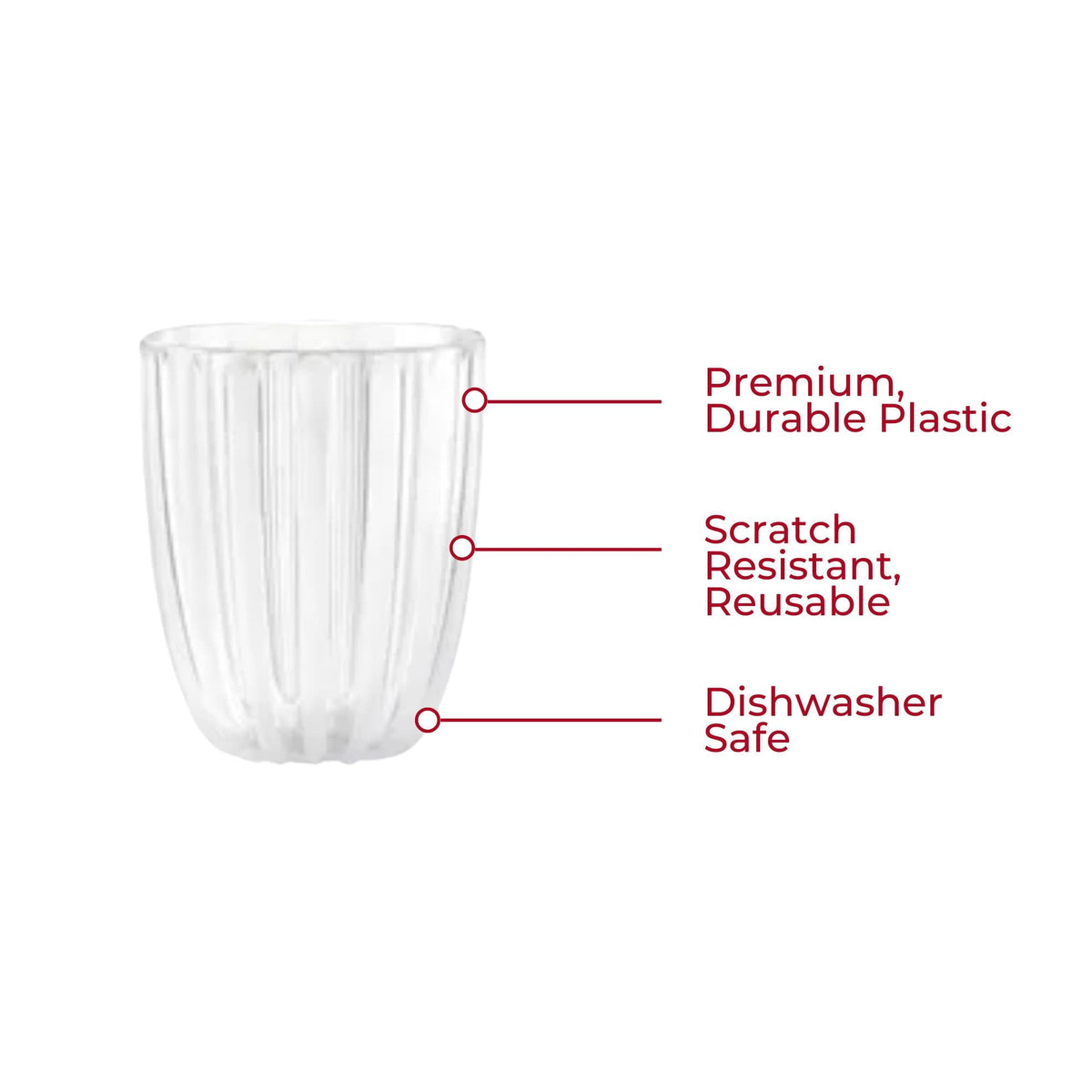 GUZZINI Dolcevita 12oz Low Tumblers (Set of 6) Mother of Pearl - 100% Recycled Plastic - Unbreakable, Reusable, BPA-Free, Iced Coffee, Smoothie, Water - Stackable Cup for Kids, Home & Kitchen
