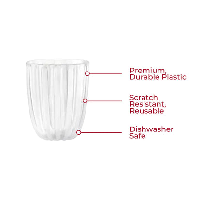 GUZZINI Dolcevita 12oz Low Tumblers (Set of 6) Mother of Pearl - 100% Recycled Plastic - Unbreakable, Reusable, BPA-Free, Iced Coffee, Smoothie, Water - Stackable Cup for Kids, Home & Kitchen