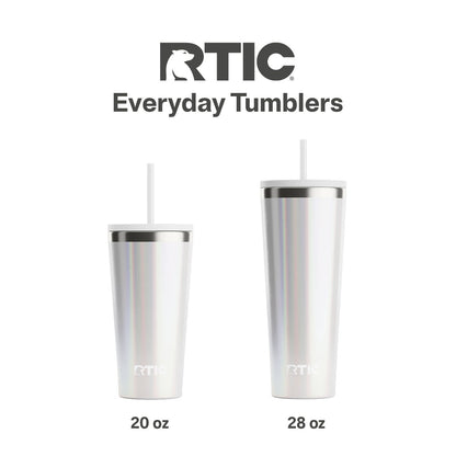 RTIC 28 oz Ceramic Lined Everyday Tumbler, Spill-Resistant Straw Lid, Plum Glitter