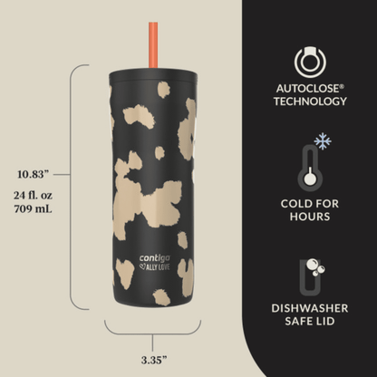Contigo x Ally Love Streeterville 2.0 Stainless Steel Tumbler with Straw, 24 oz, Licorice