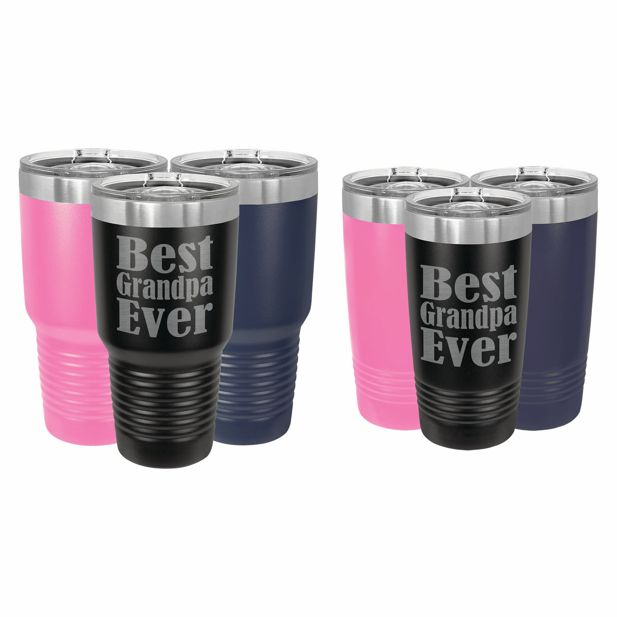 PrecisionNC Grandpa Gifts Best Grandpa Ever Engraved Stainless Steel Travel Mug Tumbler with Lid Fathers Day 20 ounce Black