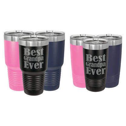PrecisionNC Grandpa Gifts Best Grandpa Ever Engraved Stainless Steel Travel Mug Tumbler with Lid Fathers Day 20 ounce Black