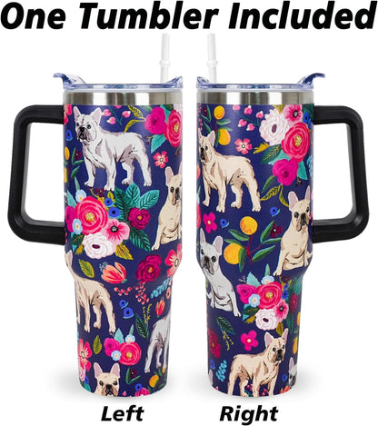 Pitbull Gifts Dog Tumbler Cup for Women Men 40oz Stainless Steel Insulated Travel Mug with Lid and Straw