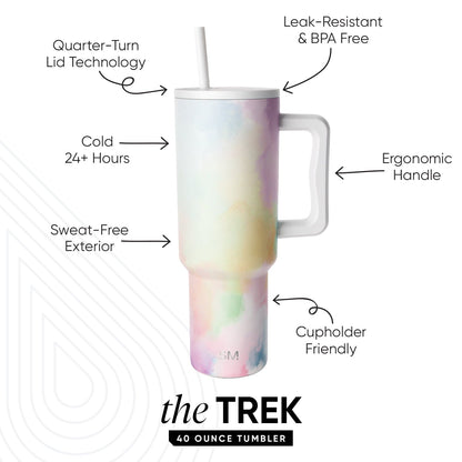 Simple Modern 40 fl oz Insulated Stainless Steel Trek Tumbler with Straw Lid | Cotton Candy Tie Dye
