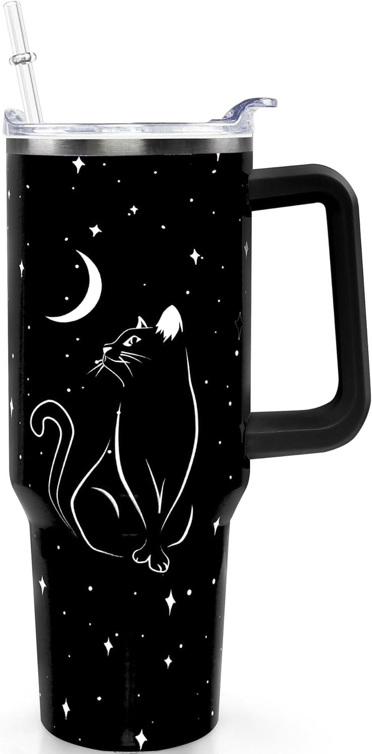 40oz Goth Gothic Tumbler with Handle and Straw, Stainless Steel Vacuum - Insulated Travel Tumbler Cup