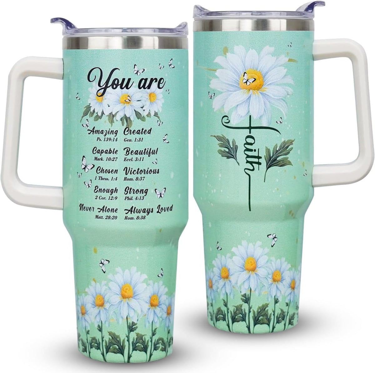 40oz Bee Tumbler With Handle Lid and Straw -Bee gifts - Reusable Stainless Steel Cup
