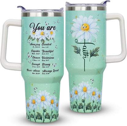 40oz Bee Tumbler With Handle Lid and Straw -Bee gifts - Reusable Stainless Steel Cup