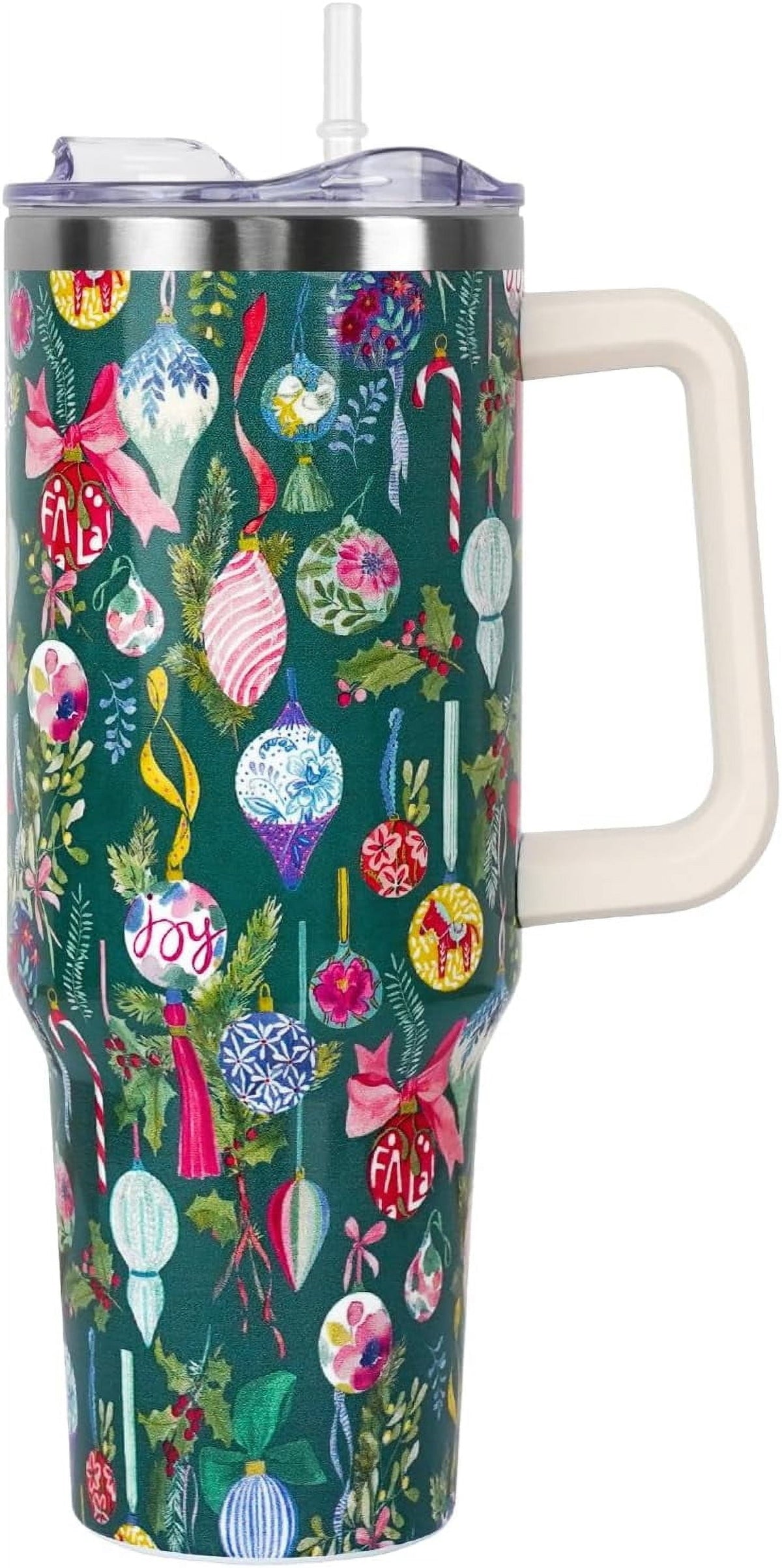 Christmas Tumbler with Handle and Straw Lid 40 oz,Cute Christmas Gifts - Insulated Travel Tumbler Cup