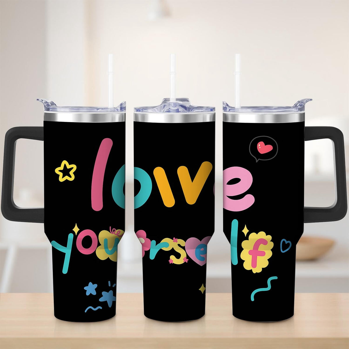 Colorful Love Yourself Stainless Steel Tumbler, 30oz