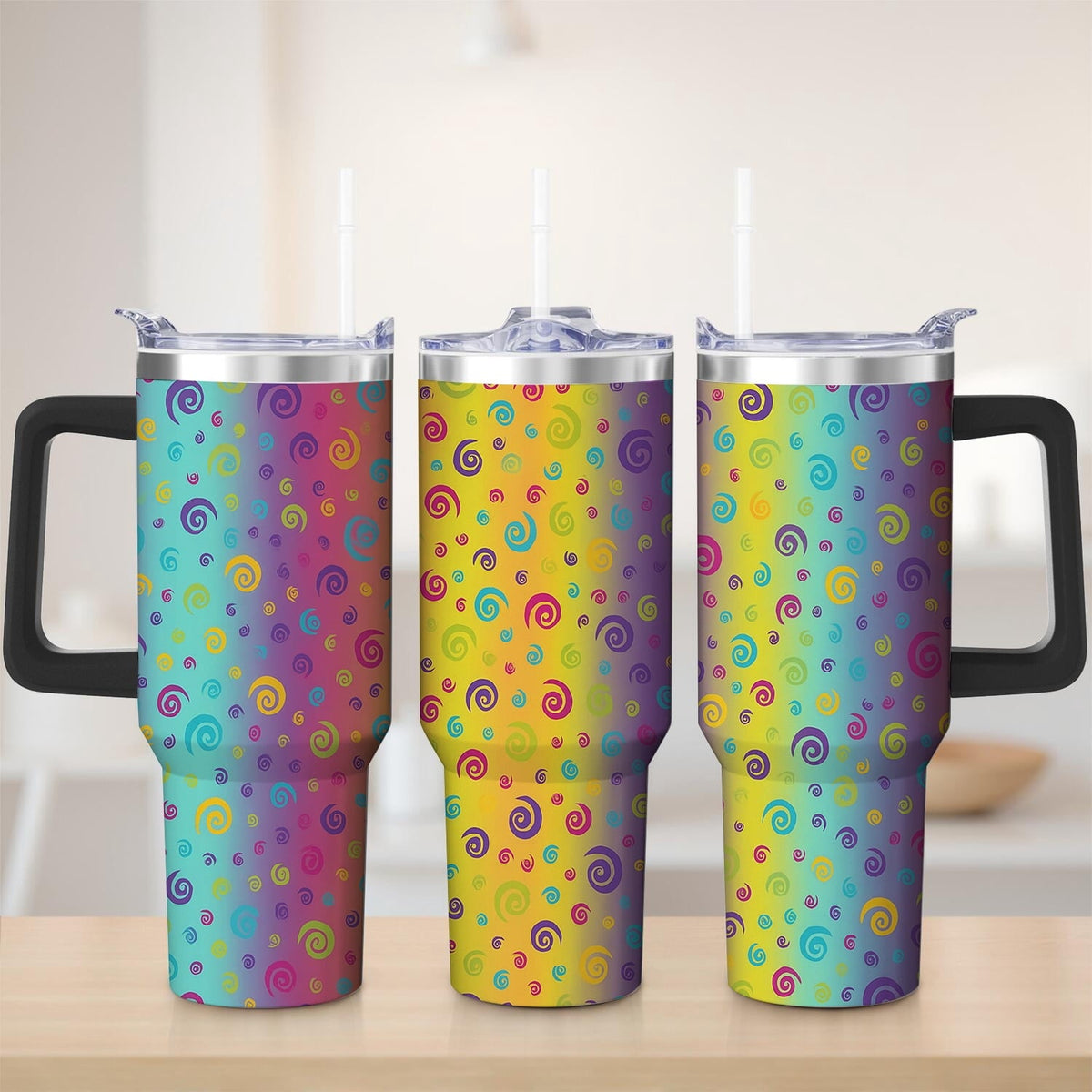 Colorful Spiral Gradient Stainless Steel Tumbler, 30oz