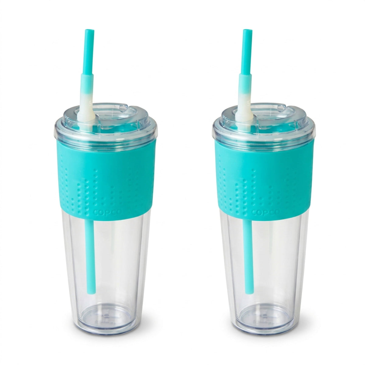 Copco 20 oz Lock-n-Roll Double Wall Travel Mug – 2-Pack Insulated Coffee Tumblers with Spill-Resistant Locking Lids for Hot & Cold Drinks, Reusable BPA-Free Commuter Cups (Teal)