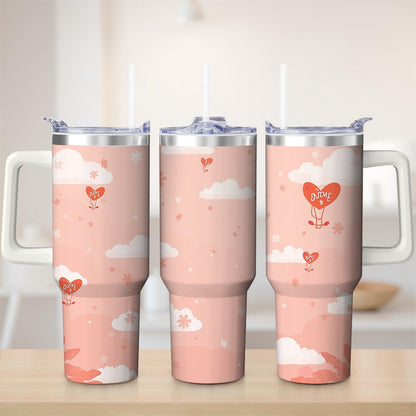 Cute Cloud and Heart Design Stainless Steel Tumbler, 30oz