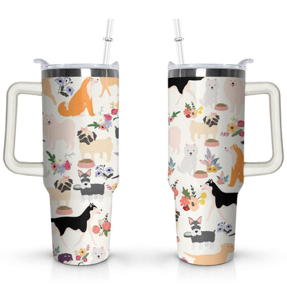 Gift for Dog Lovers Cute Dog Tumbler for Women - 40oz - Insulated Travel Tumbler Cup